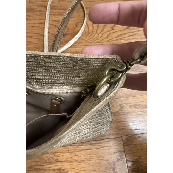 THE SAK Linden Leather Crossbody Clutch Handbag Gold Metallic Removable Strap - Picture 10 of 14